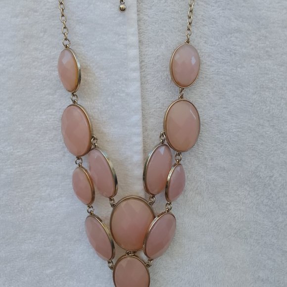 White gold necklace with 12 pieces of clear jade pink pendant SKU